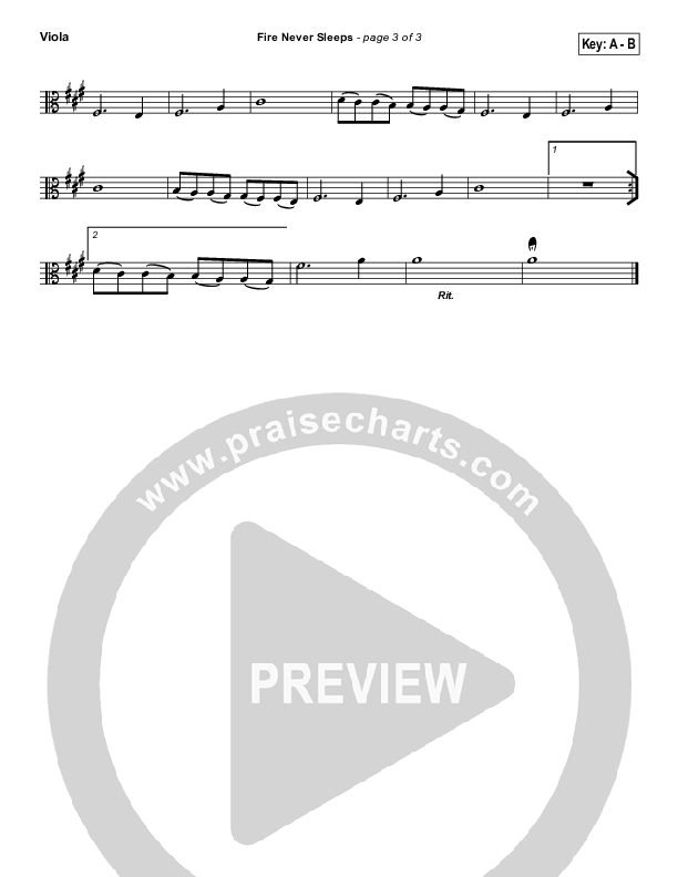 Fire Never Sleeps Viola (Martin Smith / Jesus Culture)
