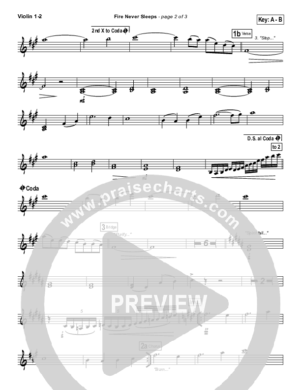 Fire Never Sleeps Violin 1/2 (Martin Smith / Jesus Culture)