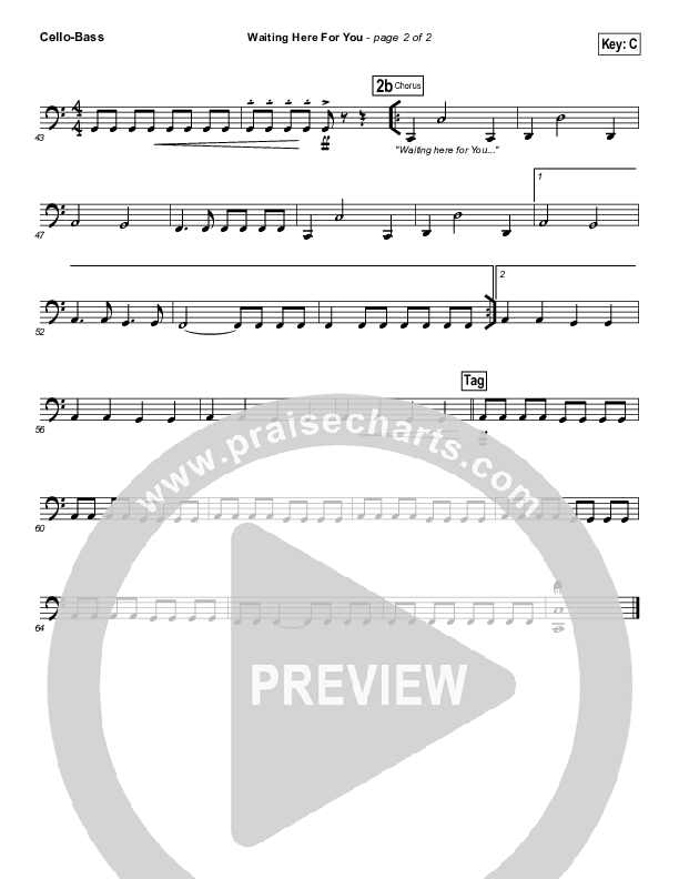 Waiting Here For You Cello/Bass (Martin Smith / Jesus Culture)