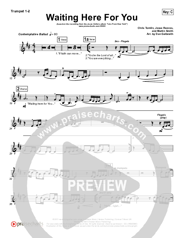 Waiting Here For You Trumpet 1,2 (Martin Smith / Jesus Culture)