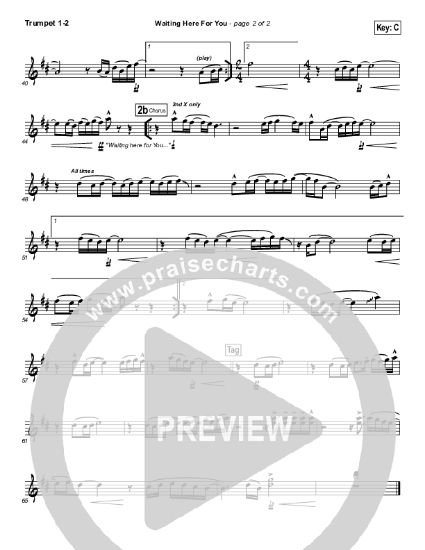 Waiting Here For You Trumpet 1,2 (Martin Smith / Jesus Culture)