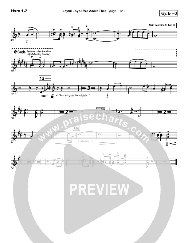 Joyful Joyful We Adore Thee French Horn 1/2 (PraiseCharts Band / Arr. Daniel Galbraith)