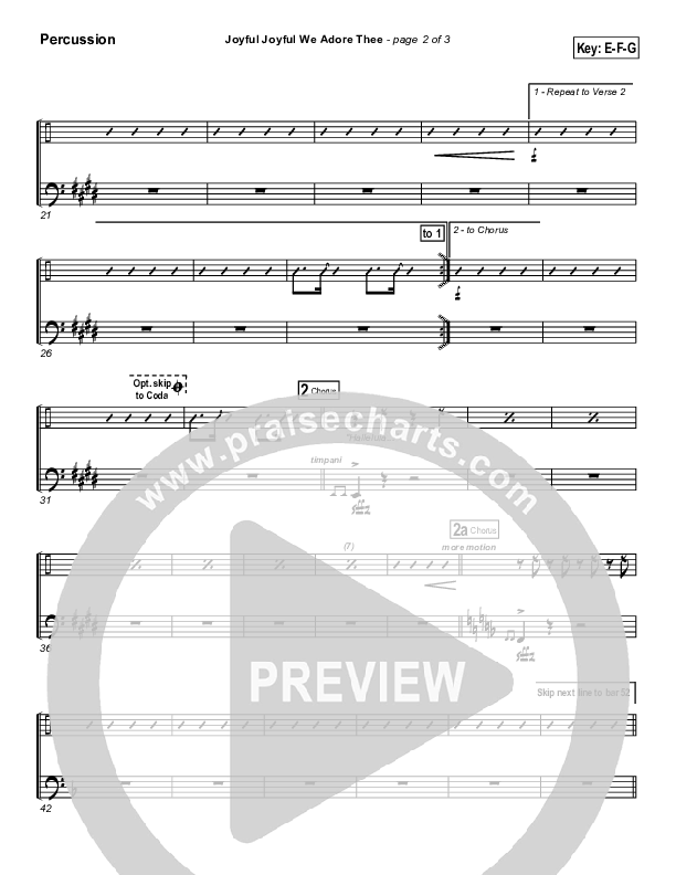 Joyful Joyful We Adore Thee Percussion (PraiseCharts Band / Arr. Daniel Galbraith)