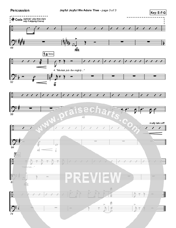 Joyful Joyful We Adore Thee Percussion (PraiseCharts Band / Arr. Daniel Galbraith)