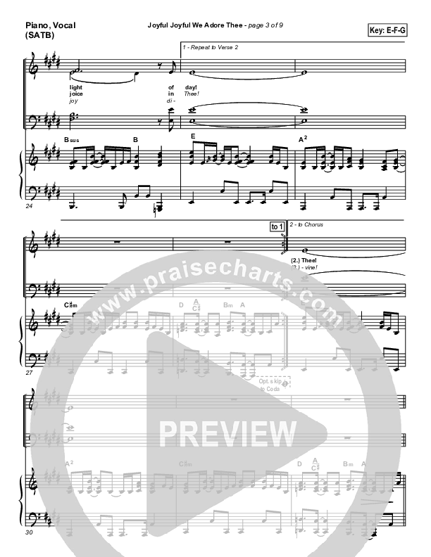 Joyful Joyful We Adore Thee Piano/Vocal & Lead (PraiseCharts Band / Arr. Daniel Galbraith)