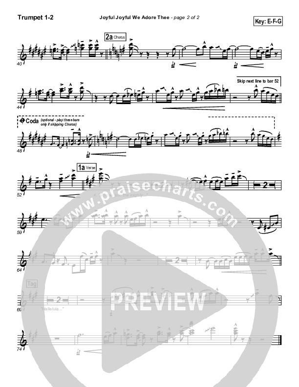 Joyful Joyful We Adore Thee Trumpet 1,2 (PraiseCharts Band / Arr. Daniel Galbraith)