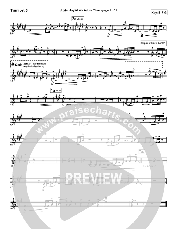 Joyful Joyful We Adore Thee Trumpet 3 (PraiseCharts Band / Arr. Daniel Galbraith)