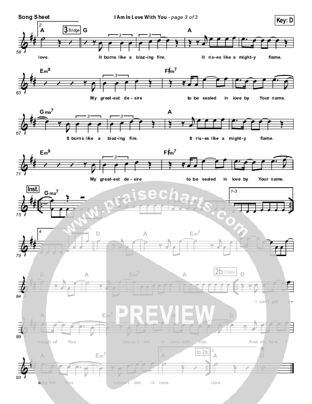 I Am In Love With You Lead Sheet (Jesus Culture)