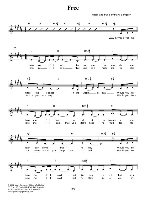 Free Lead Sheet (Hillsong UNITED)