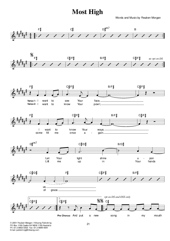 Most High Lead Sheet (Hillsong UNITED)