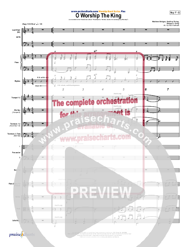 O Worship The King Conductor's Score (PraiseCharts Band / Arr. Daniel Galbraith)