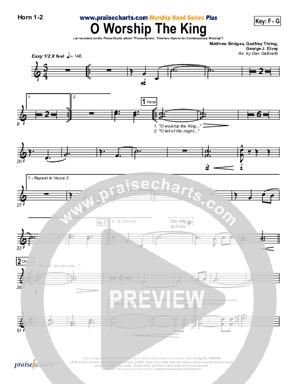 O Worship The King Brass Pack (PraiseCharts Band / Arr. Daniel Galbraith)