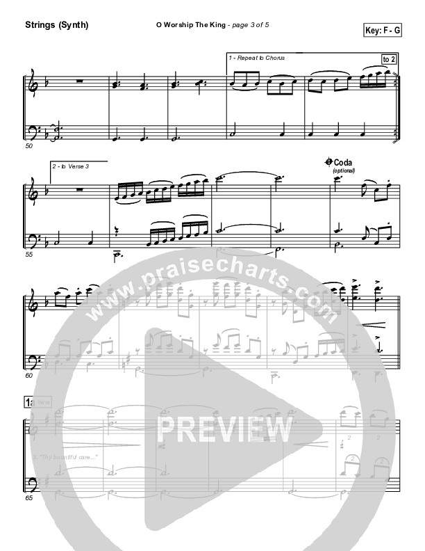 O Worship The King Synth Strings (PraiseCharts Band / Arr. Daniel Galbraith)