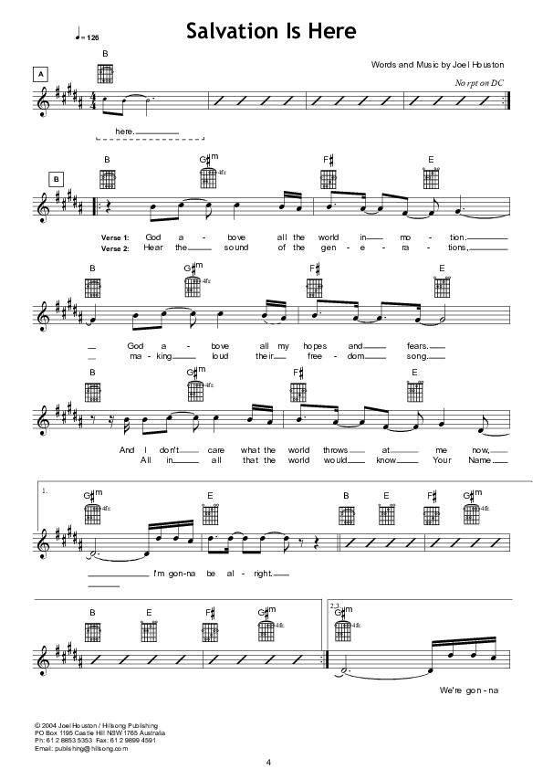 Salvation Is Here Lead Sheet (Hillsong UNITED)