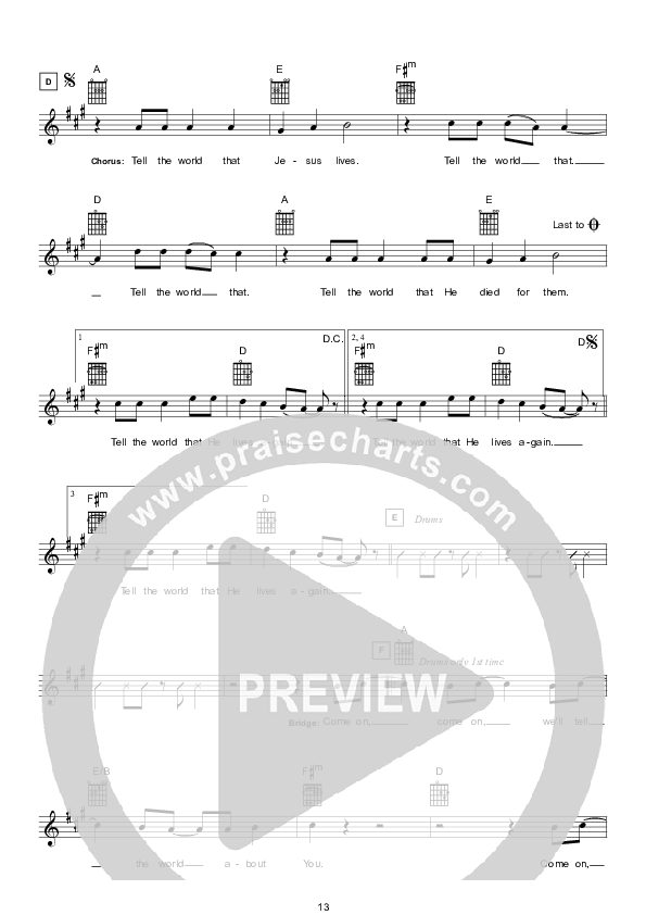 Tell The World Lead Sheet (Hillsong UNITED)