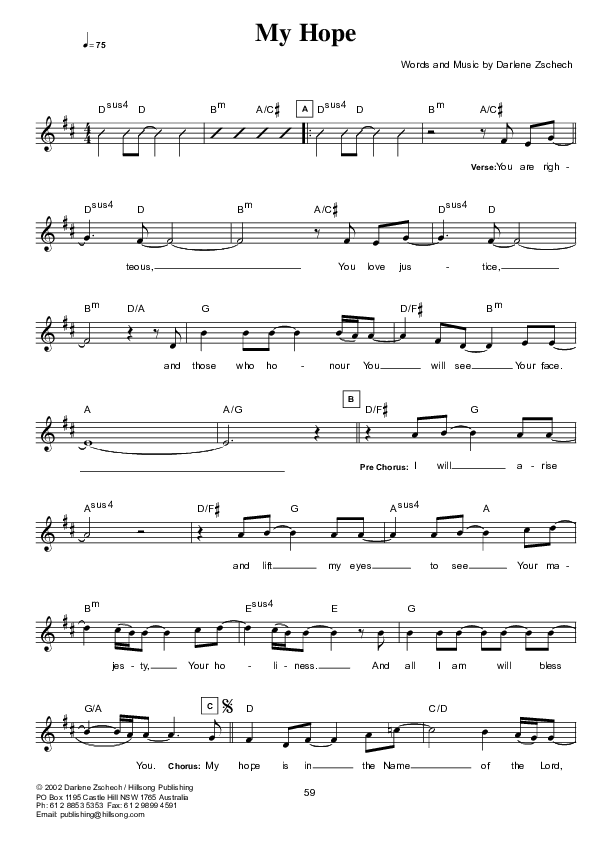 My Hope Lead Sheet (Hillsong Worship)