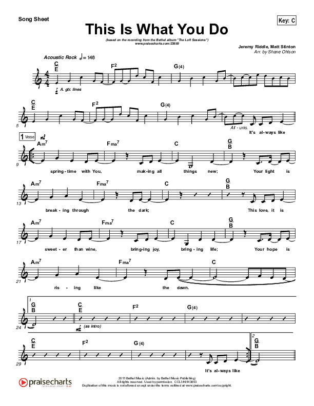 This Is What You Do Lead Sheet (Bethel Music)