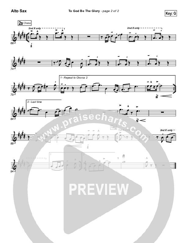 To God Be The Glory Alto Sax (PraiseCharts Band / Arr. Daniel Galbraith)