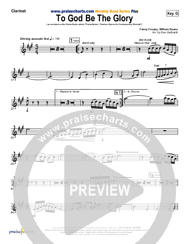 To God Be The Glory Wind Pack (PraiseCharts Band / Arr. Daniel Galbraith)