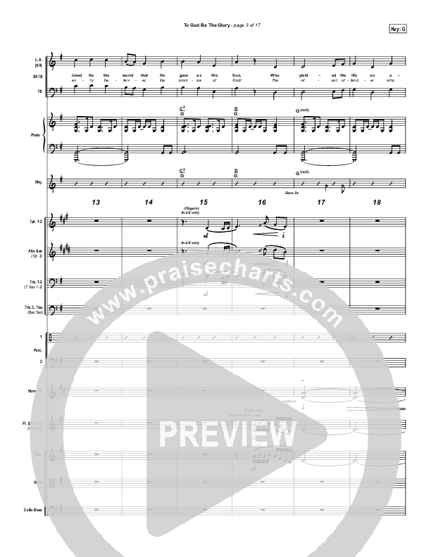 To God Be The Glory Conductor's Score (PraiseCharts Band / Arr. Daniel Galbraith)