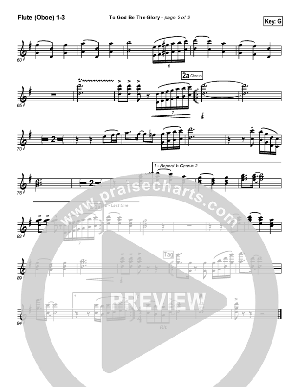 To God Be The Glory Flute/Oboe 1/2/3 (PraiseCharts Band / Arr. Daniel Galbraith)