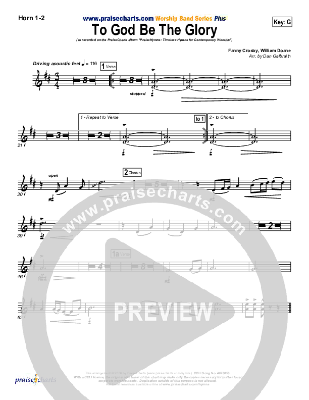 To God Be The Glory Brass Pack (PraiseCharts Band / Arr. Daniel Galbraith)