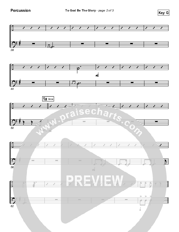 To God Be The Glory Percussion (PraiseCharts Band / Arr. Daniel Galbraith)