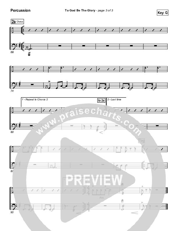 To God Be The Glory Percussion (PraiseCharts Band / Arr. Daniel Galbraith)