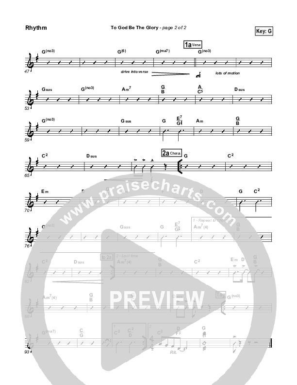 To God Be The Glory Rhythm Chart (PraiseCharts Band / Arr. Daniel Galbraith)