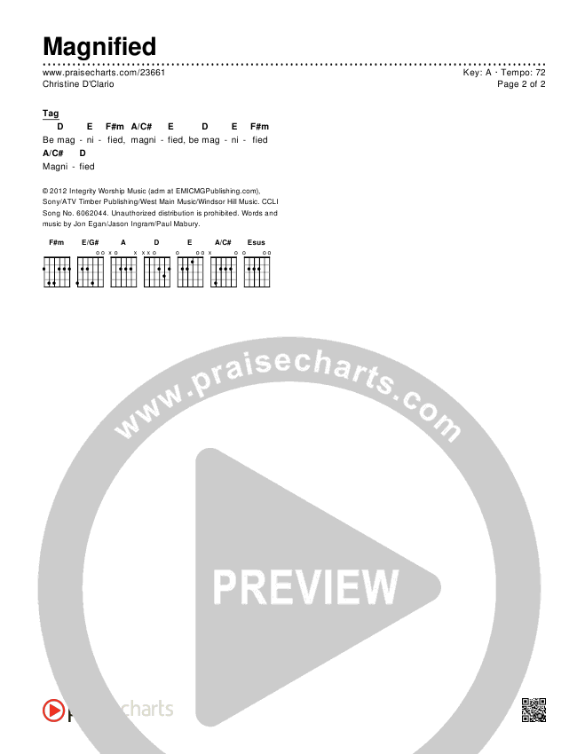 Magnified Chords & Lyrics (Christine D'Clario)