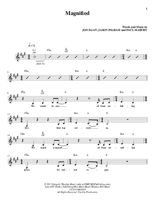 Magnified Lead Sheet (Christine D'Clario)