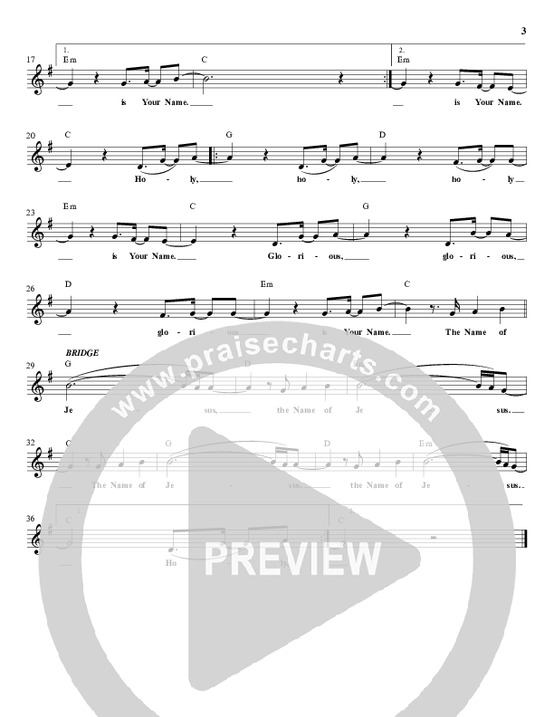 Holy (It's The Name) Lead Sheet (Christine D'Clario)
