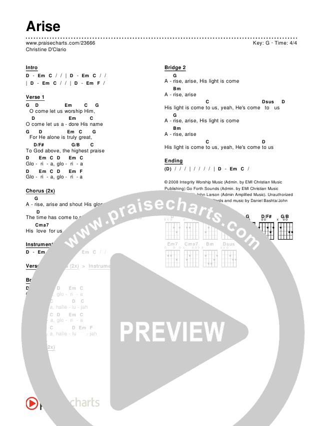 Arise Chords & Lyrics (Christine D'Clario)