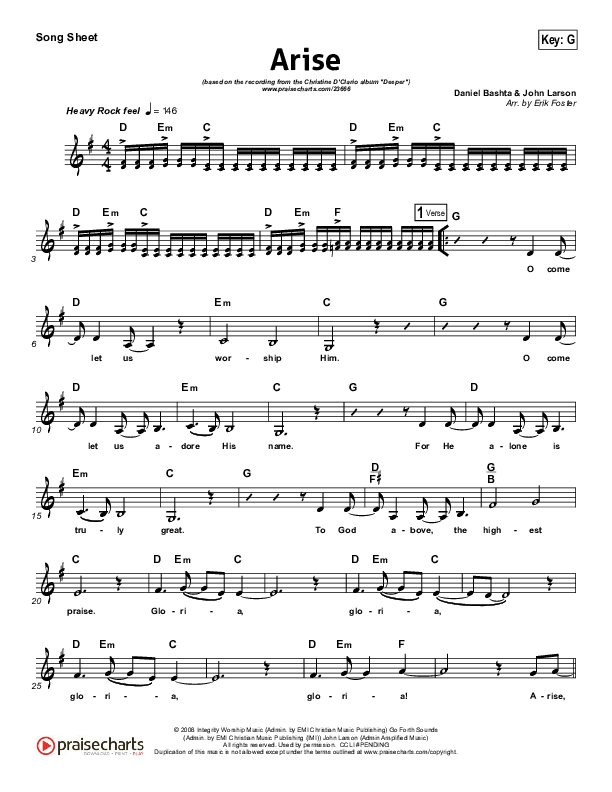 Arise Lead Sheet (Christine D'Clario)