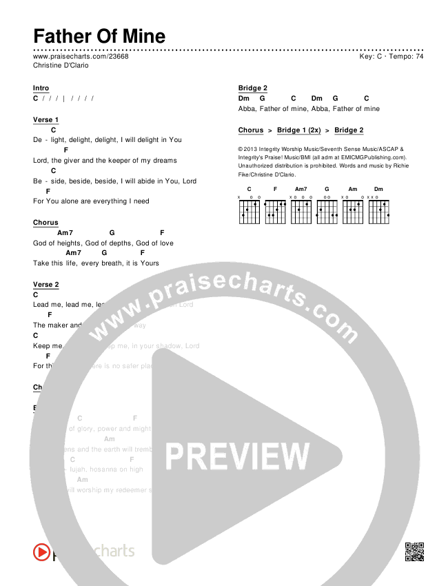 Father Of Mine Chords & Lyrics (Christine D'Clario)