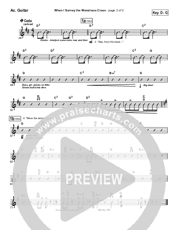 When I Survey The Wondrous Cross Acoustic Guitar (PraiseCharts Band / Kari Jobe / Arr. Daniel Galbraith)