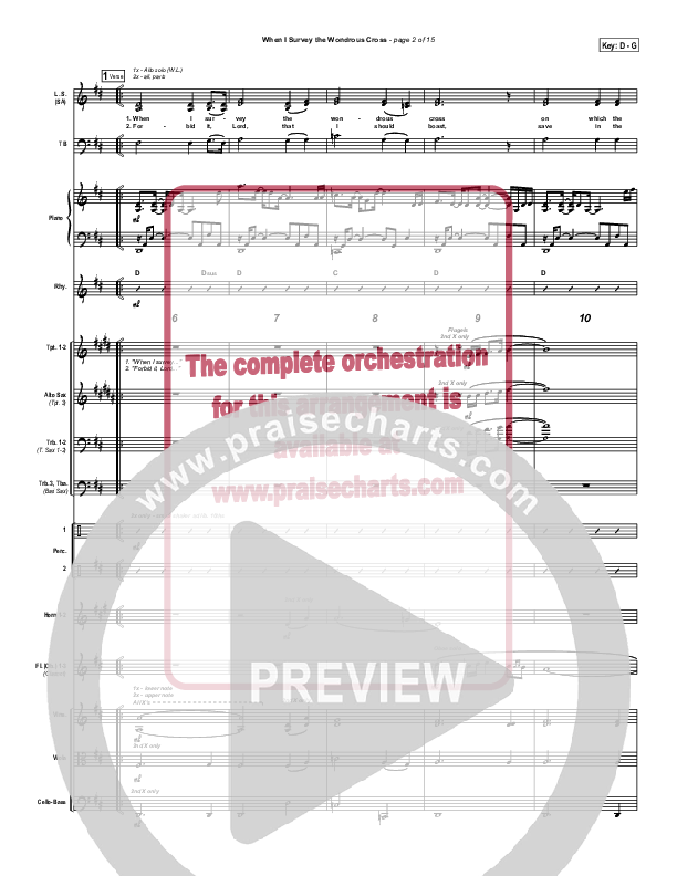 When I Survey The Wondrous Cross Orchestration (PraiseCharts Band / Kari Jobe / Arr. Daniel Galbraith)