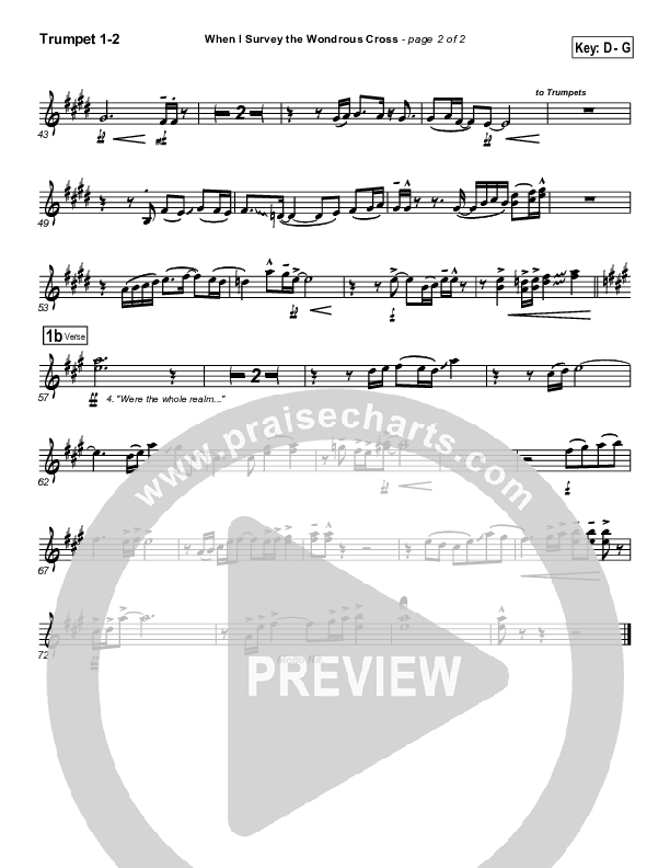 When I Survey The Wondrous Cross Trumpet 1,2 (PraiseCharts Band / Kari Jobe / Arr. Daniel Galbraith)
