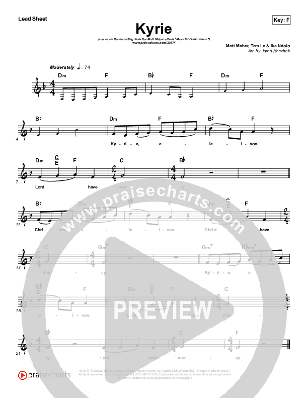 Kyrie Lead Sheet (Matt Maher)