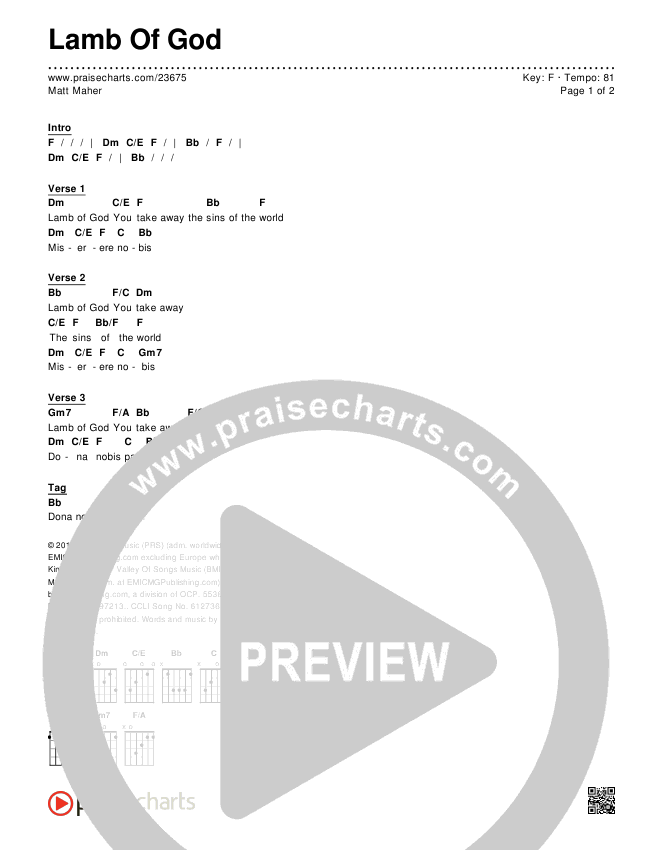 Lamb Of God Chords & Lyrics (Matt Maher)