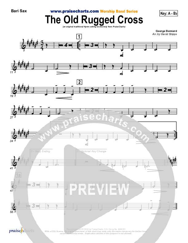 The Old Rugged Cross Bari Sax (Traditional Hymn / PraiseCharts)