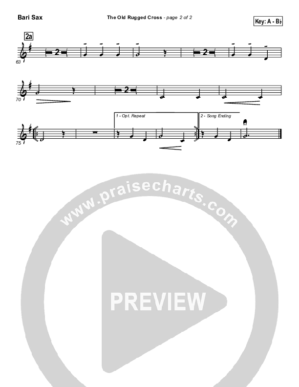 The Old Rugged Cross Bari Sax (Traditional Hymn / PraiseCharts)