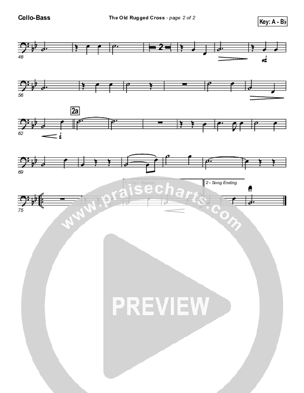 The Old Rugged Cross Cello/Bass (Traditional Hymn / PraiseCharts)
