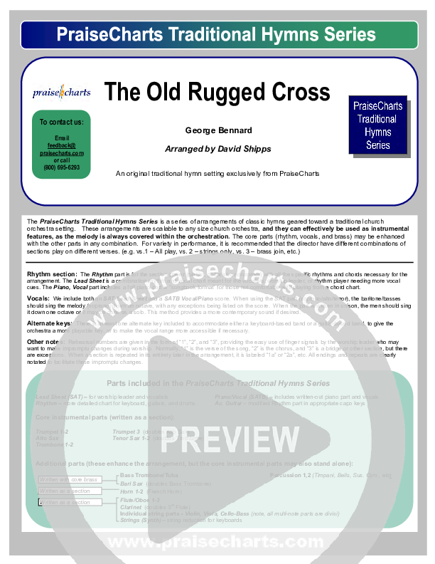 The Old Rugged Cross Cover Sheet (Traditional Hymn / PraiseCharts)
