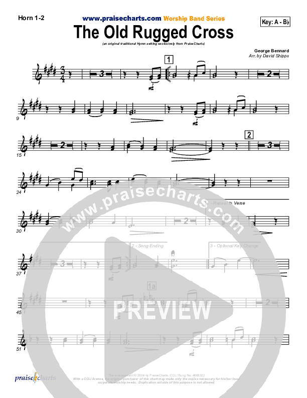 The Old Rugged Cross French Horn 1/2 (Traditional Hymn / PraiseCharts)