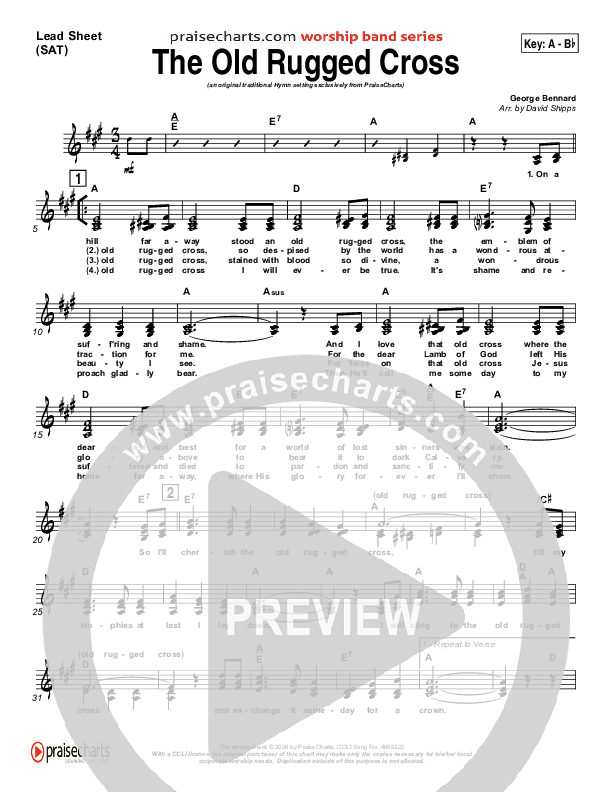 The Old Rugged Cross Lead Sheet (SAT) (Traditional Hymn / PraiseCharts)