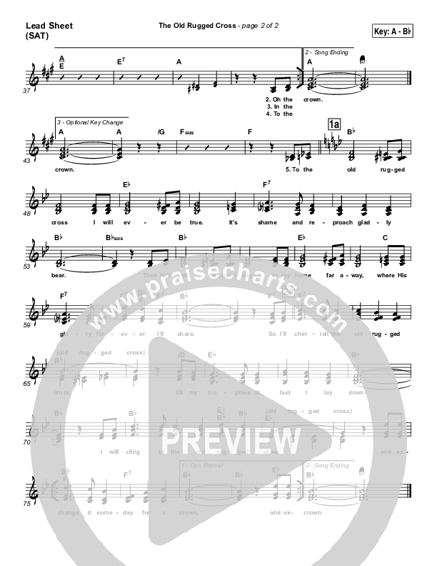 The Old Rugged Cross Lead Sheet (SAT) (Traditional Hymn / PraiseCharts)