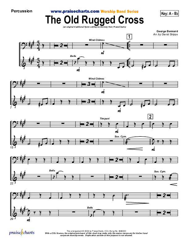 The Old Rugged Cross Percussion (Traditional Hymn / PraiseCharts)