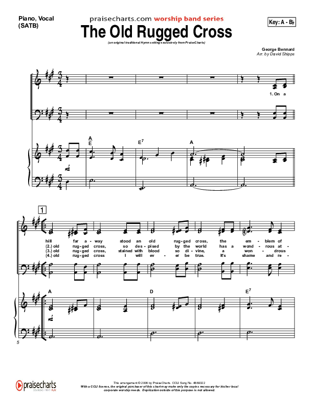 The Old Rugged Cross Sheet Music Pdf Traditional Hymn Praisecharts