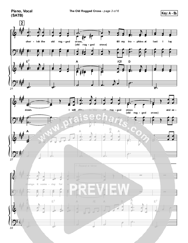 The Old Rugged Cross Piano/Vocal (SATB) (Traditional Hymn / PraiseCharts)